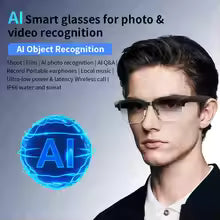 AI Smart Glasses 8 Million Pixels Recording Videos Photo Recognition Answer Translation 290mAh IP66 Waterproof Bluetooth Glasses