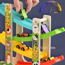Kids Four-layer Wooden Gliders Montessori Inertia Track Car Toys Animal And Traffic Theme Early Educational Toys Birthday Gifts
