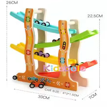 Kids Four-layer Wooden Gliders Montessori Inertia Track Car Toys Animal And Traffic Theme Early Educational Toys Birthday Gifts