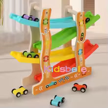 Kids Four-layer Wooden Gliders Montessori Inertia Track Car Toys Animal And Traffic Theme Early Educational Toys Birthday Gifts