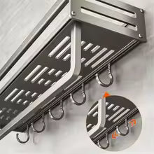 Aluminum Wall-Mounted Spice Rack Multifunctional Item Shelf Kitchen Tools Hooks Kitchen Condiment Storage Rack