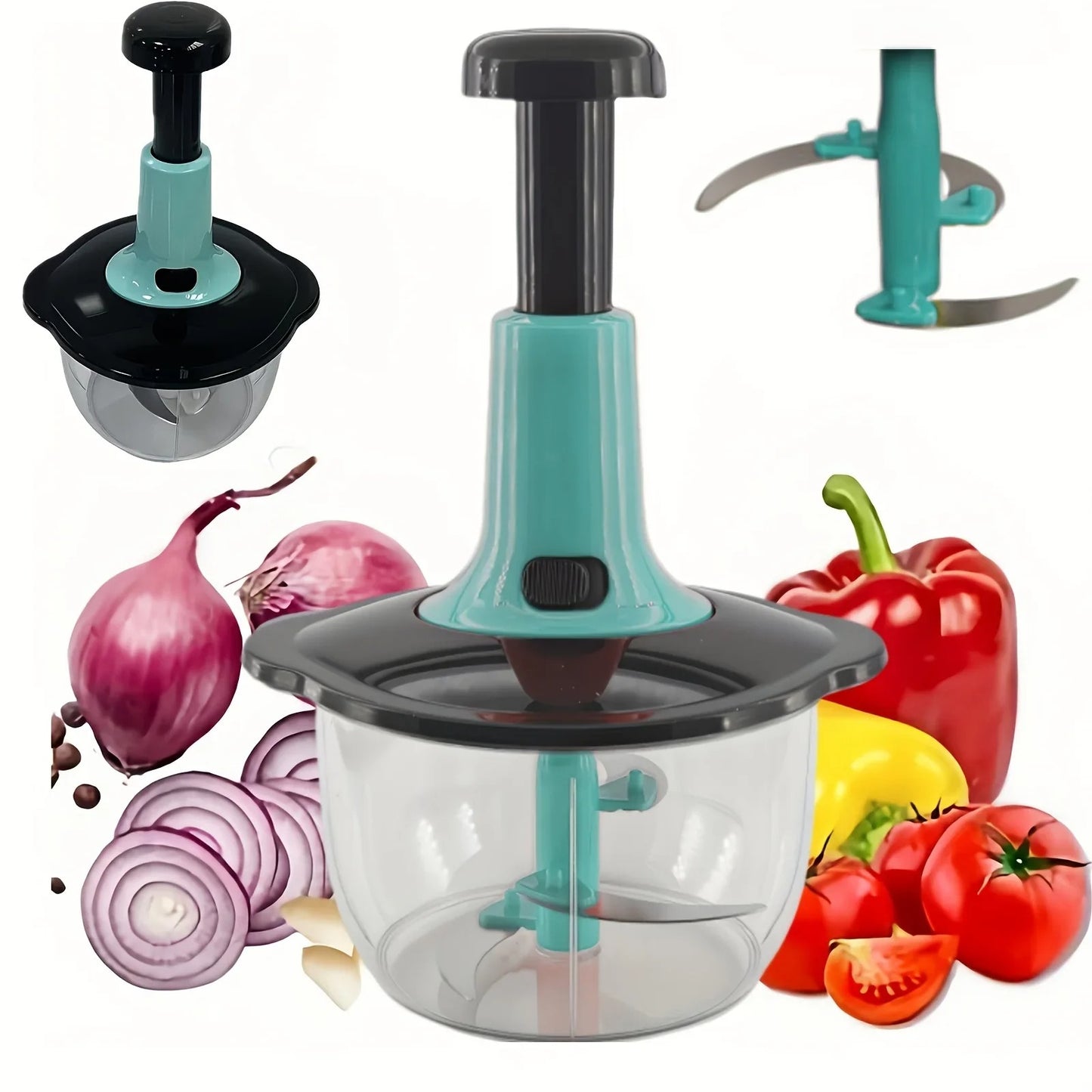 1Pc Multifunctional Food Chopper, Quick Manual Press Chopper, Vegetable Chopper