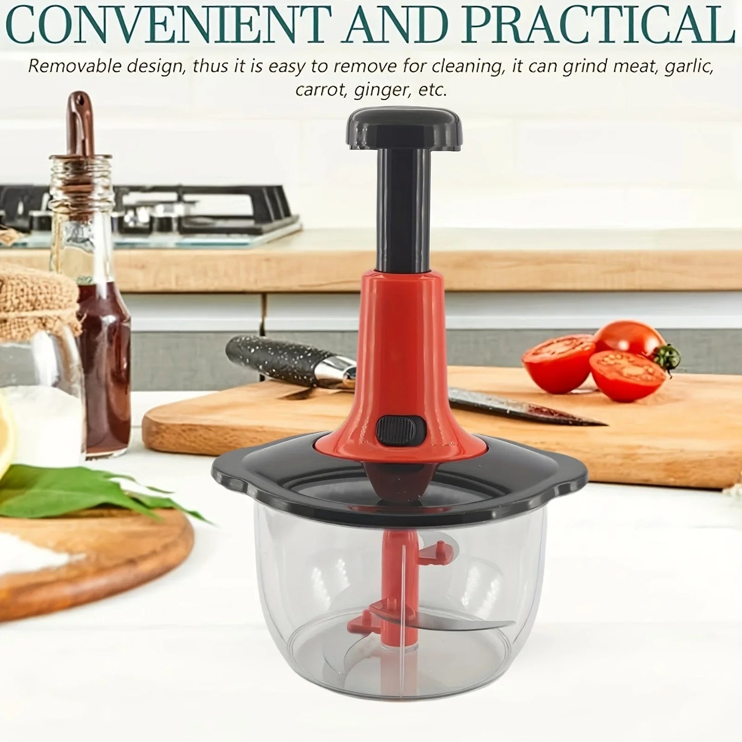 1Pc Multifunctional Food Chopper, Quick Manual Press Chopper, Vegetable Chopper
