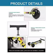 Foldable Children Scooter Adjustable Height Widened Pedals Kids Scooter with Flash Wheels Lightweight Folding Foot Scooters