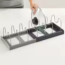 Expandable Pans Organizer Rack Kitchen Cabinet Pan Rack Drawer Expanding Cookware Space Saving Kitchen Cabinet Organizer Holde